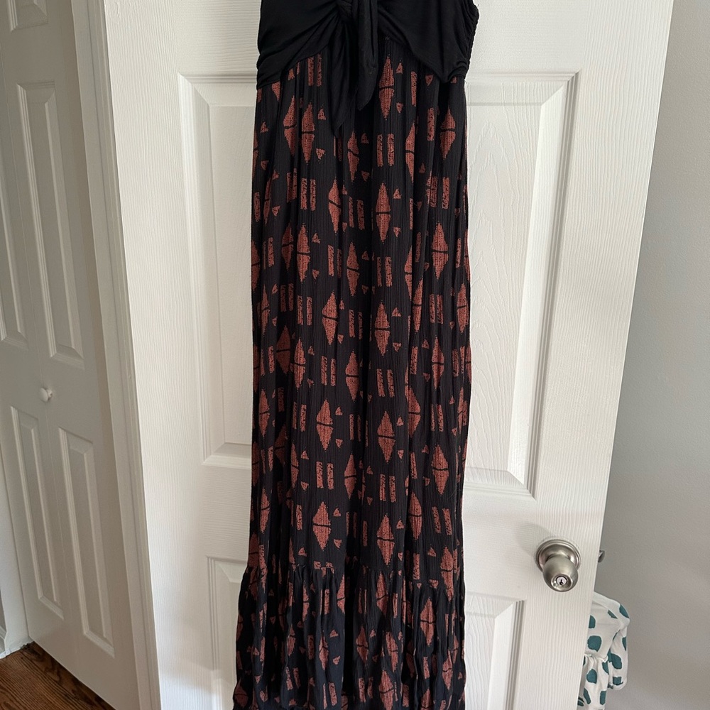 Free People Black & Brown Patterned Maxi Dress